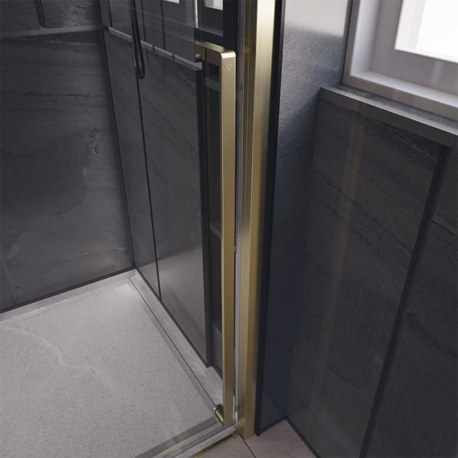 Душевой уголок Veconi Premium Trento PTC30-SP-15090-G-01-C4, 150 x 90 см, стекло прозрачное, профиль золото брашированное