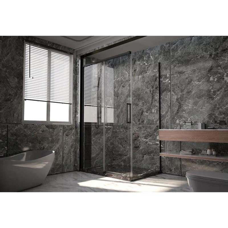 Душевой уголок Veconi Premium Trento PTC40-SP-12080-B-01-C4, 120 x 80 см, стекло прозрачное, профиль черный матовый