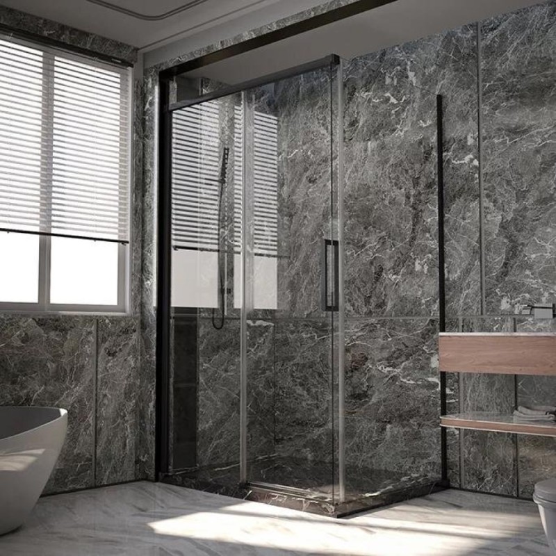 Душевой уголок Veconi Premium Trento PTC40-SP-130100-B-01-C4, 130 x 100 см, стекло прозрачное, профиль черный матовый