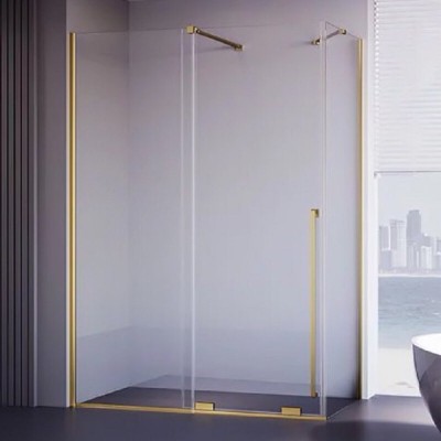Душевой уголок Veconi Premium Trento PTC50-SP-100100-G-01-C4, 100 x 100 см, стекло прозрачное, профиль золото брашированное