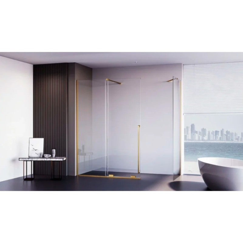 Душевой уголок Veconi Premium Trento PTC50-SP-10080-G-01-C4, 100 x 80 см, стекло прозрачное, профиль золото брашированное