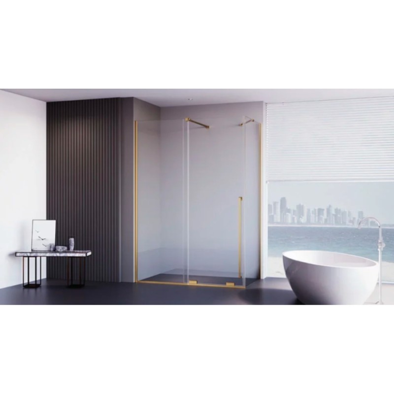 Душевой уголок Veconi Premium Trento PTC50-SP-10080-G-01-C4, 100 x 80 см, стекло прозрачное, профиль золото брашированное