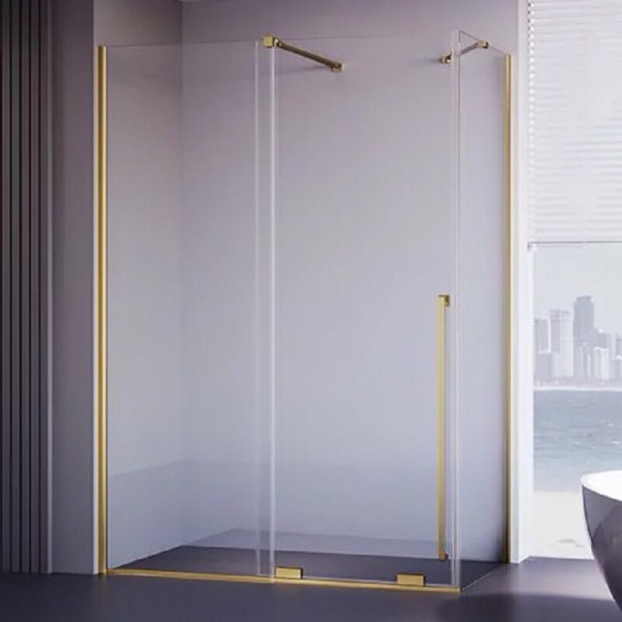 Душевой уголок Veconi Premium Trento PTC50-SP-130100-G-01-C4, 130 x 100 см, стекло прозрачное, профиль золото брашированное