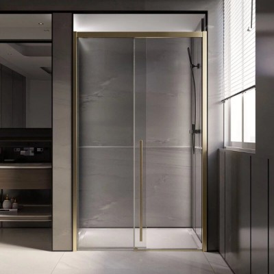 Душевая дверь Veconi Premium Trento PTD30-G-120-01-C4, 120 см, стекло прозрачное, профиль золото брашированное