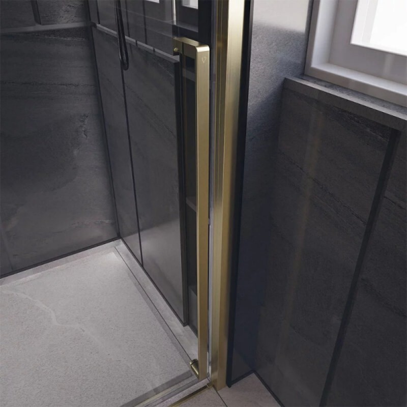 Душевая дверь Veconi Premium Trento PTD30-G-130-01-C4, 130 см, стекло прозрачное, профиль золото брашированное