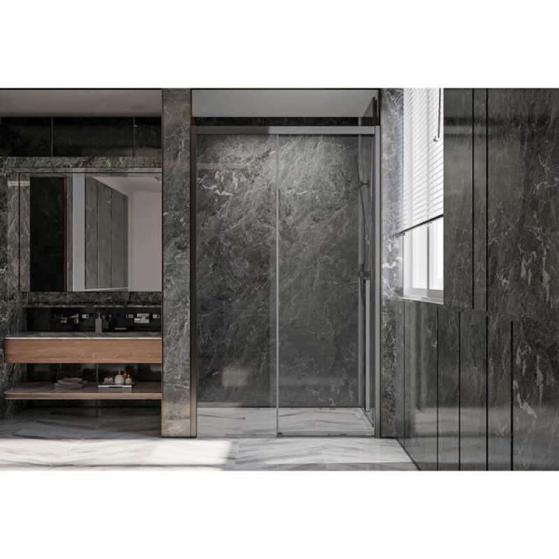 Душевая дверь Veconi Premium Trento PTD30-GR-150-01-C4, 150 см, стекло прозрачное, профиль графит брашированный