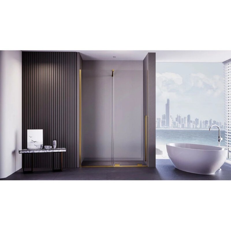 Душевая дверь Veconi Premium Trento PTDW-50G-140-01-C4, 140 см, стекло прозрачное, профиль золото брашированное