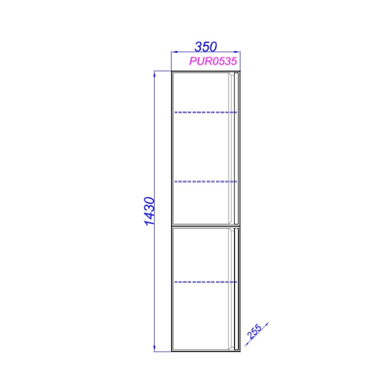 Пенал Aqwella Pure PUR0535GRM, 35 см, подвесной, цвет серый матовый