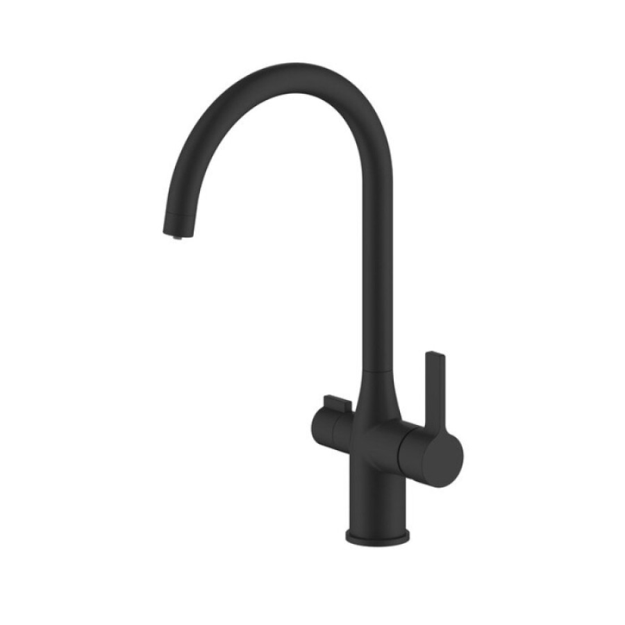 Смеситель для кухонной мойки Iddis Pure PURBLFJi05, с каналом для фильтрованной воды, черный матовый