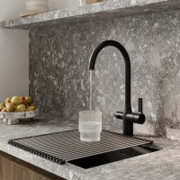 Смеситель для кухонной мойки Iddis Pure PURBLFJi05, с каналом для фильтрованной воды, черный матовый