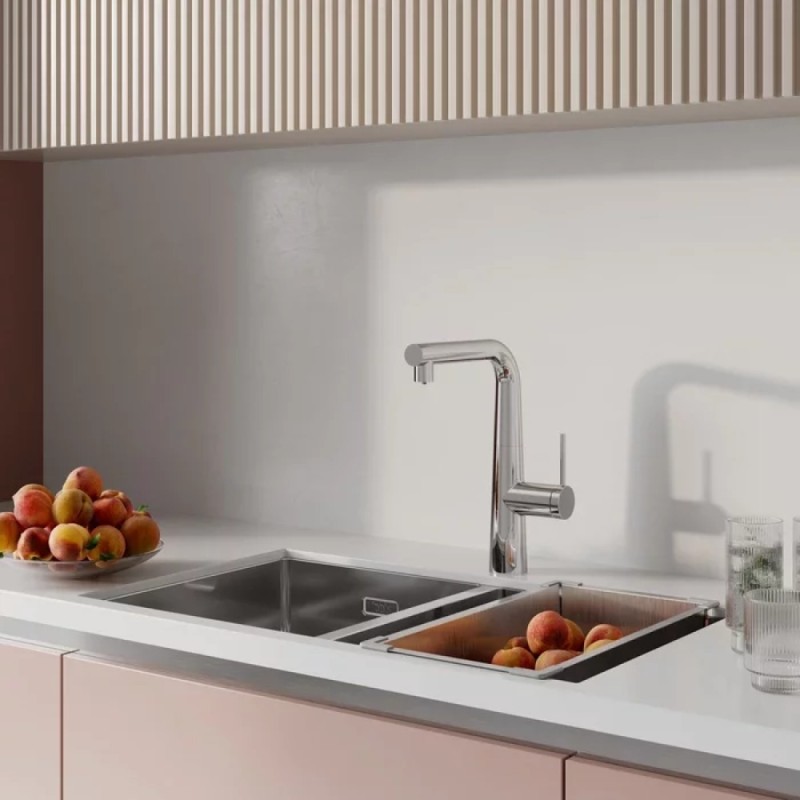 Смеситель Iddis Pure PURSBPFi05 для кухонной мойки, выдвижной излив, с подключением к фильтру, хром