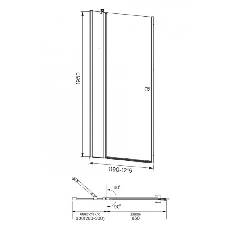 Душевая дверь Iddis Ray 120 x 195 см распашная, стекло прозрачное, хром, RAY6CP2i69