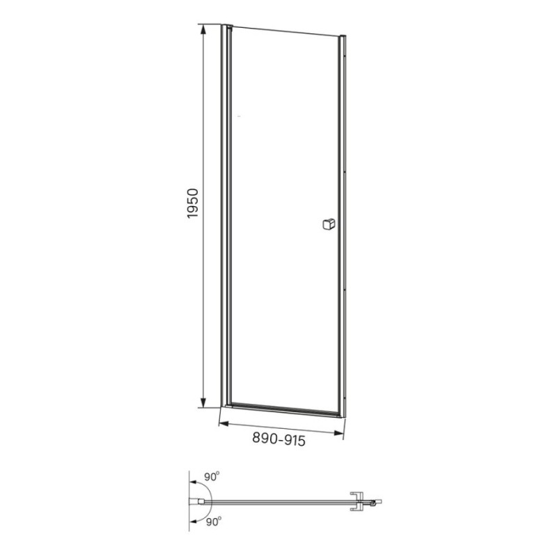Душевая дверь Iddis Ray 90 x 195 см распашная, стекло прозрачное, хром, RAY6CP9i69
