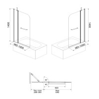 Шторка на ванну Iddis Ray 100 x 140 см распашная, стекло прозрачное, хром, RAY6CS0i90