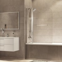 Шторка на ванну Iddis Ray 100 x 140 см распашная, стекло прозрачное, хром, RAY6CS0i90