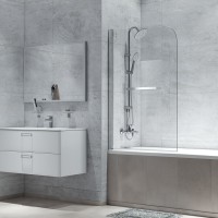 Шторка на ванну Iddis Ray 80 x 140 см распашная, стекло прозрачное, хром, RAY6CS8i90
