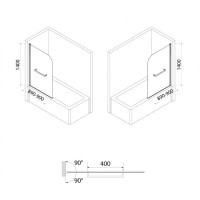 Шторка на ванну Iddis Ray 90 x 140 см распашная, стекло прозрачное, хром, RAY6CS9i90