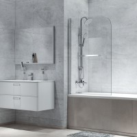 Шторка на ванну Iddis Ray 90 x 140 см распашная, стекло прозрачное, хром, RAY6CS9i90