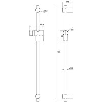 Душевая штанга Iddis Ray RAY70BCi17, 70 см, PVD-покрытие, хром матовый