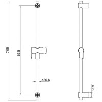 Душевая штанга Iddis Ray RAY70BCi17, 70 см, PVD-покрытие, хром матовый