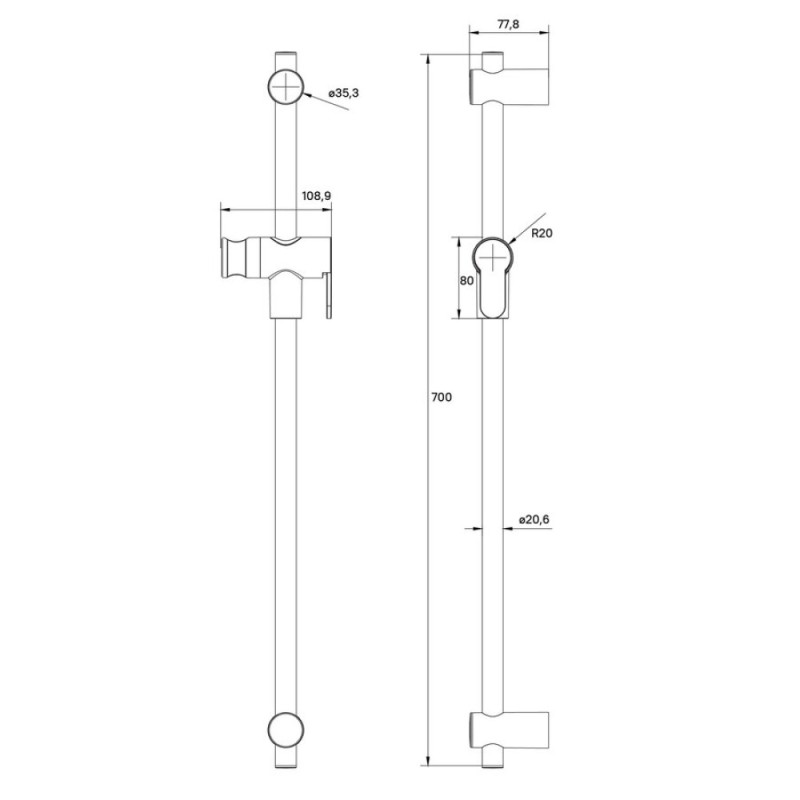 Душевая штанга Iddis Ray 70 см, белый матовый, RAY70W0i17