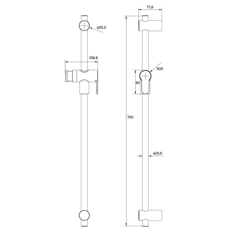 Душевая штанга Iddis Ray 70 см, белый матовый, RAY70W0i17