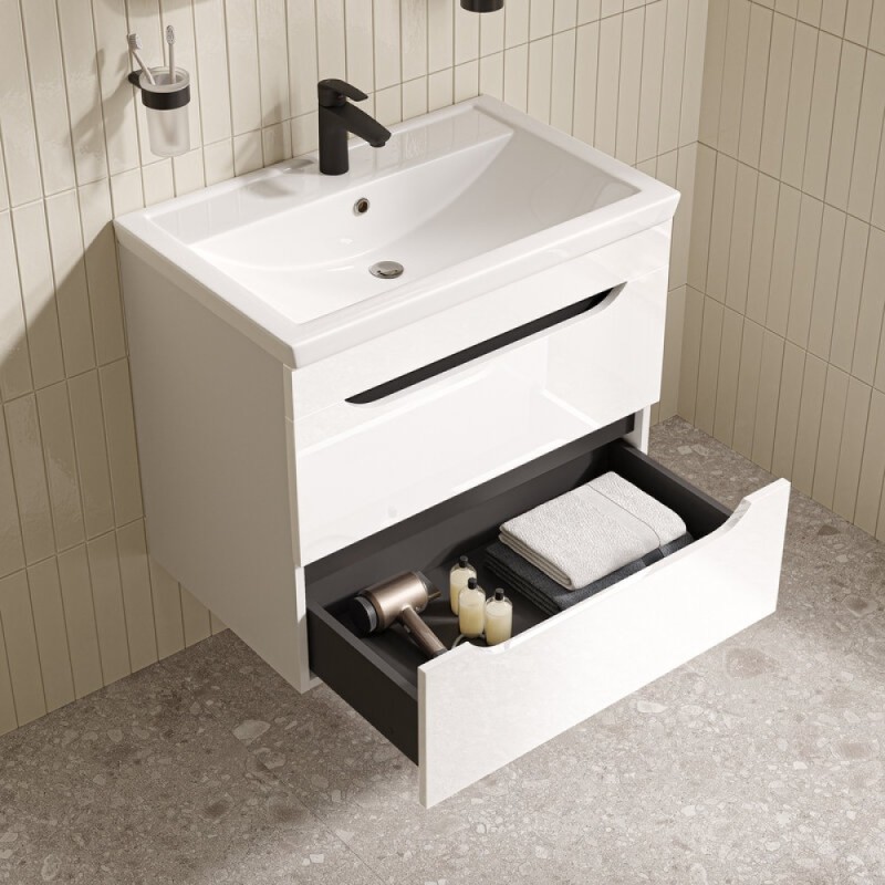 Тумба под раковину Iddis Ray RAY70W0i95, 70 см подвесная, белый