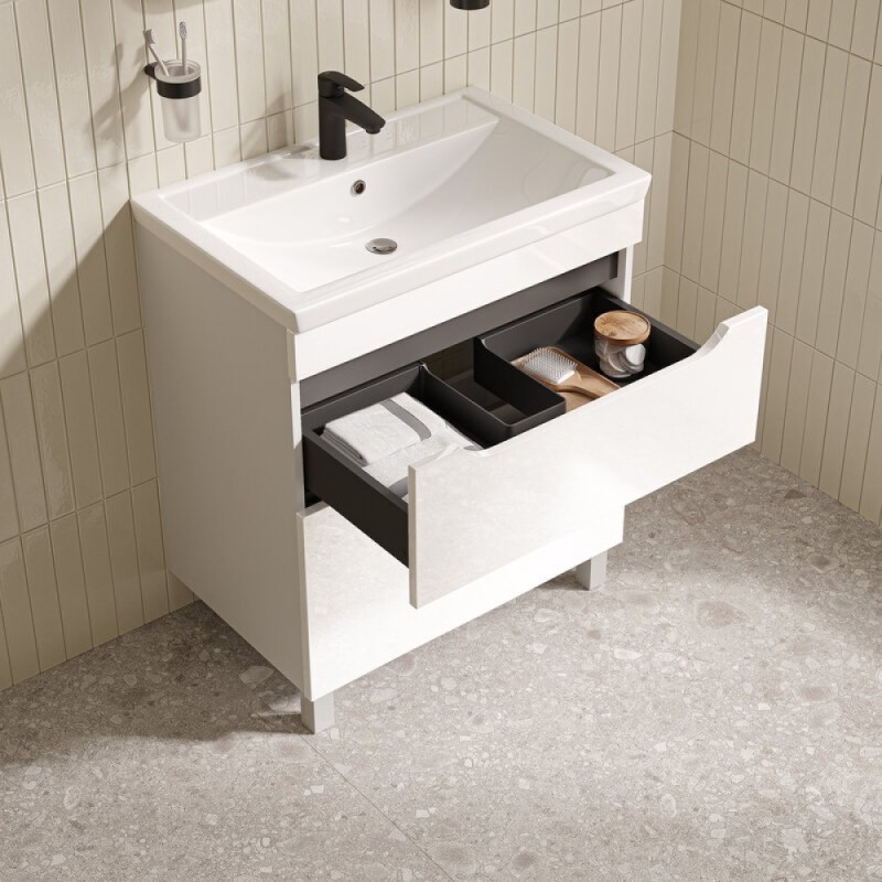 Тумба с раковиной Iddis Ray RAY70WFi95K, 70 см напольная, белый