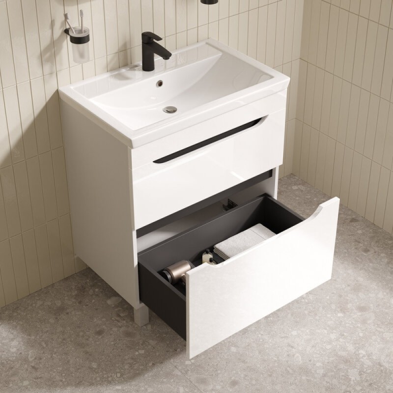 Тумба с раковиной Iddis Ray RAY70WFi95K, 70 см напольная, белый