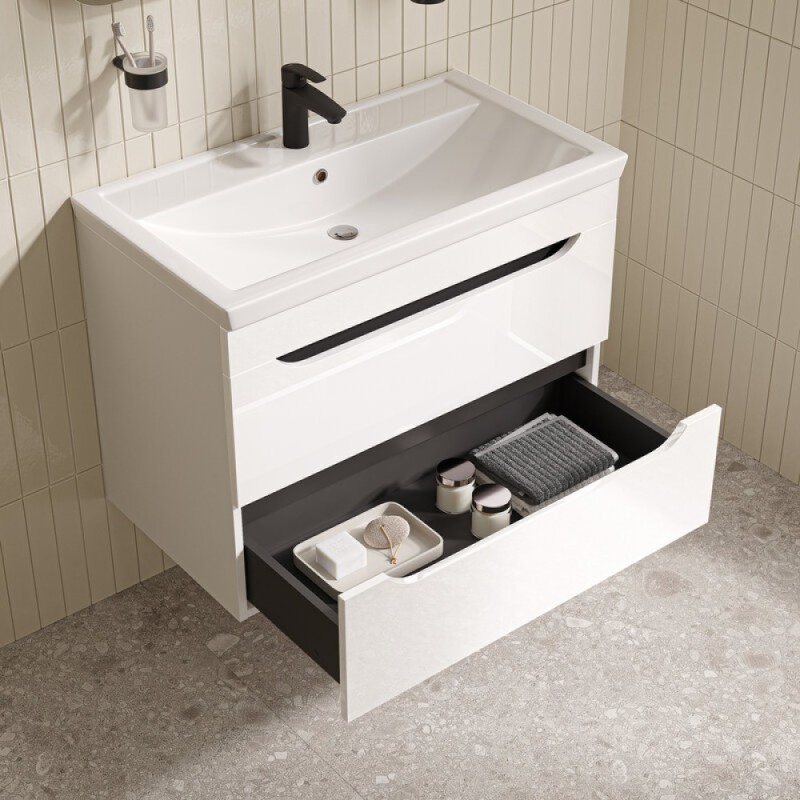 Тумба под раковину Iddis Ray RAY80W0i95, 80 см подвесная, белый