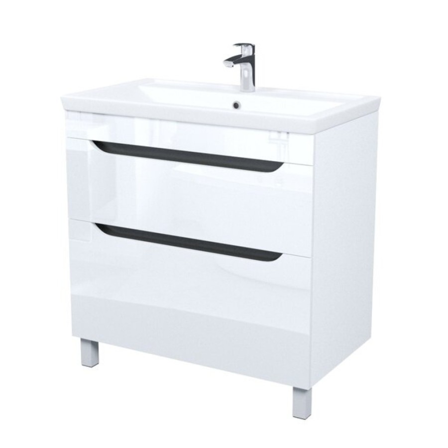 Тумба с раковиной Iddis Ray RAY80WFi95K, 80 см напольная, белый