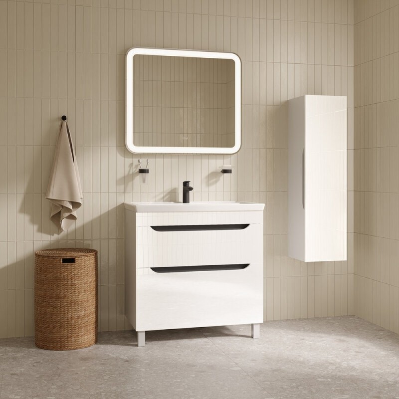 Тумба с раковиной Iddis Ray RAY80WFi95K, 80 см напольная, белый