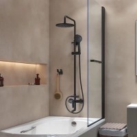 Душевая система Iddis Ray, верхний душ, с изливом, черный матовый, RAYBL3Fi06