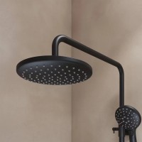 Душевая система Iddis Ray, верхний душ, с изливом, черный матовый, RAYBL3Fi06