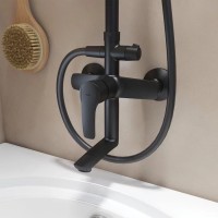 Душевая система Iddis Ray, верхний душ, с изливом, черный матовый, RAYBL3Fi06