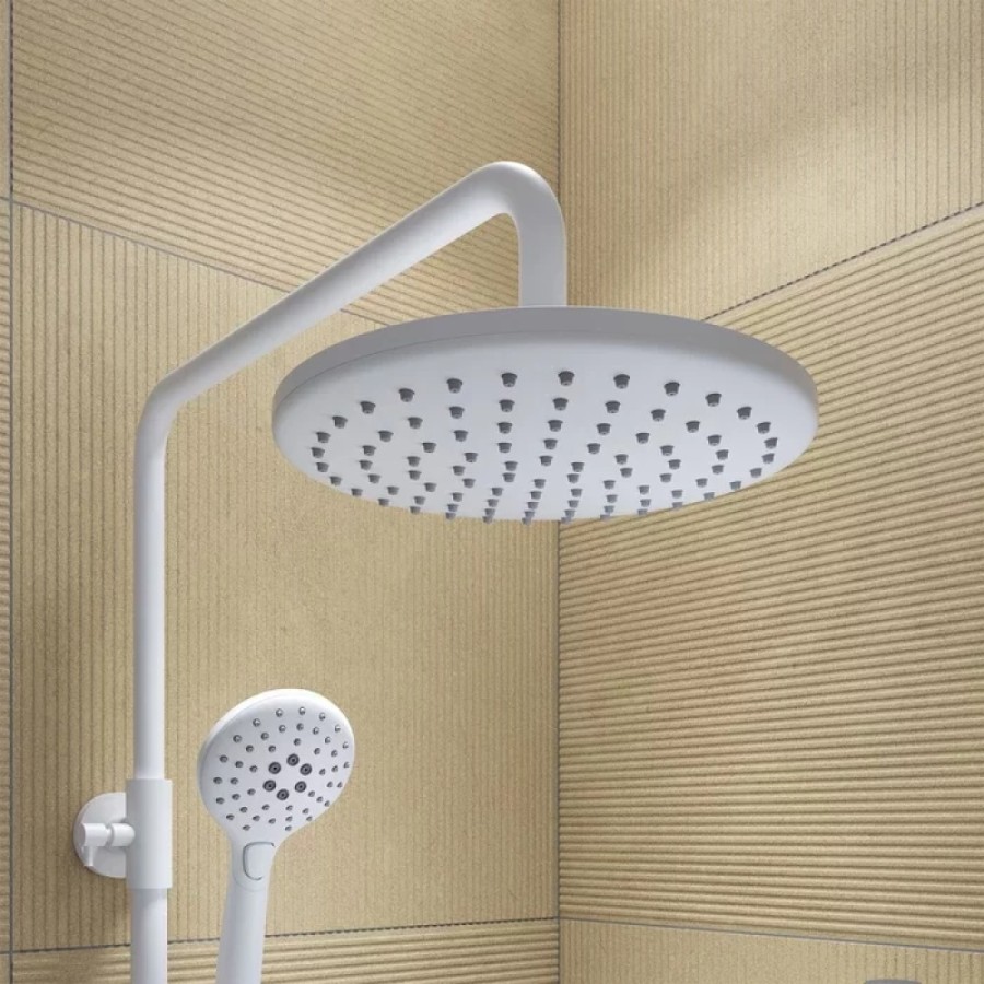 Душевая система Iddis Ray, верхний душ, с изливом, белый матовый, RAYWT3Fi06