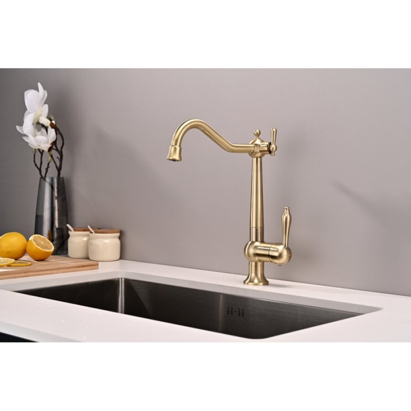 Смеситель Paulmark Retro Re213226-BR для кухонной мойки, под фильтр, бронза