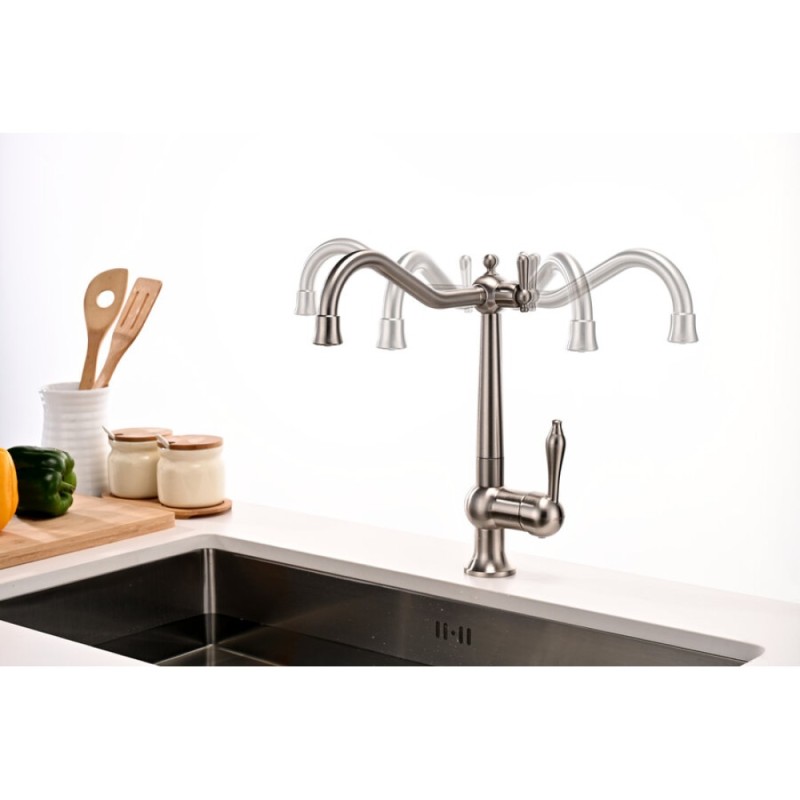 Смеситель Paulmark Retro Re213226-BS для кухонной мойки, под фильтр, брашированная сталь