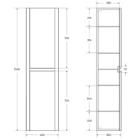 Пенал Cezares Relax-1500-2A-SO-BL, 40 см, подвесной, Bianco Lucido