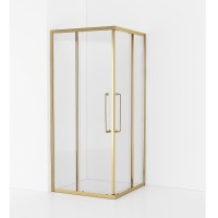 Душевой уголок Cezares RELAX-304-A-2-100-C-BORO, 100 х 100 см, стекло прозрачное, профиль золото брашированное