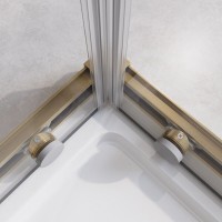 Душевой уголок Cezares RELAX-304-A-2-100-C-BORO, 100 х 100 см, стекло прозрачное, профиль золото брашированное