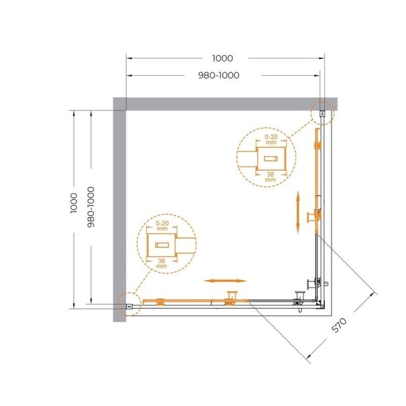 Душевой уголок Cezares RELAX-304-A-2-100-C-GM, 100 х 100 см, стекло прозрачное, профиль оружейная сталь