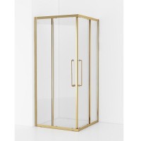 Душевой уголок Cezares RELAX-304-A-2-80-C-BORO, 80 х 80 см, стекло прозрачное, профиль золото брашированное