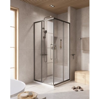 Душевой уголок Cezares RELAX-304-A-2-90-C-GM, 90 х 90 см, стекло прозрачное, профиль оружейная сталь