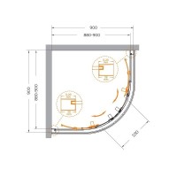 Душевой уголок Cezares RELAX-304-R-2-90-C-CR, 90 х 90 см, стекло прозрачное, профиль хром