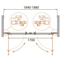 Душевая дверь в нишу Cezares Relax RELAX-B-2-180-C-Bi, 180 х 185 см, стекло прозрачное, цвет профиля белый