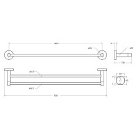 Полотенцедержатель двойной Cezares Relax-THD-65-NOP, 65.5 см, черный матовый