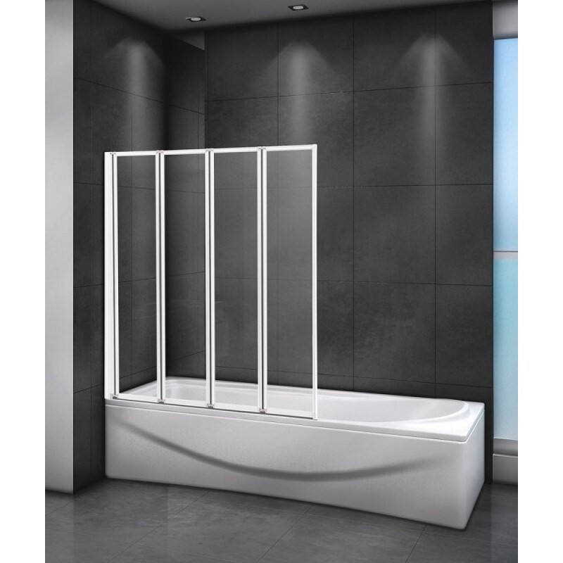 Шторка на ванну Cezares Relax-V-4-100/140-C-Bi, 100 см, стекло прозрачное, профиль белый