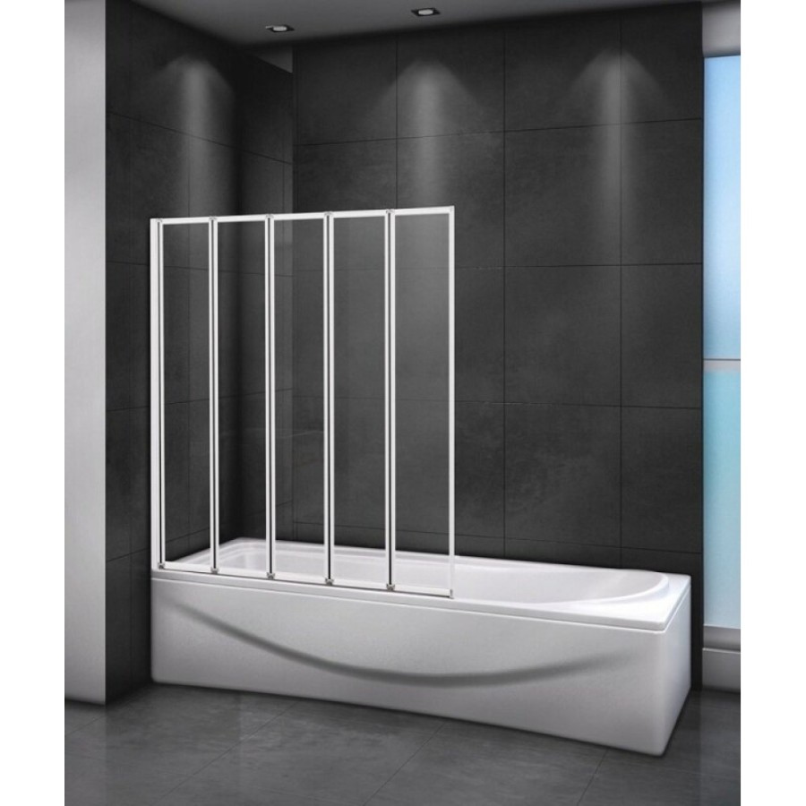 Шторка на ванну Cezares Relax RELAX-V-5-120/140-P-Bi-L/R, 120 х 140 см, стекло рифлёное, цвет профиля белый