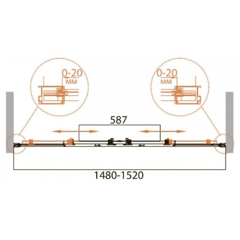 Шторка на ванну Cezares Relax RELAX-VF-2-150/145-P/С-Bi, 150 х 145 см, стекло рифленое/прозрачное, цвет профиля белый